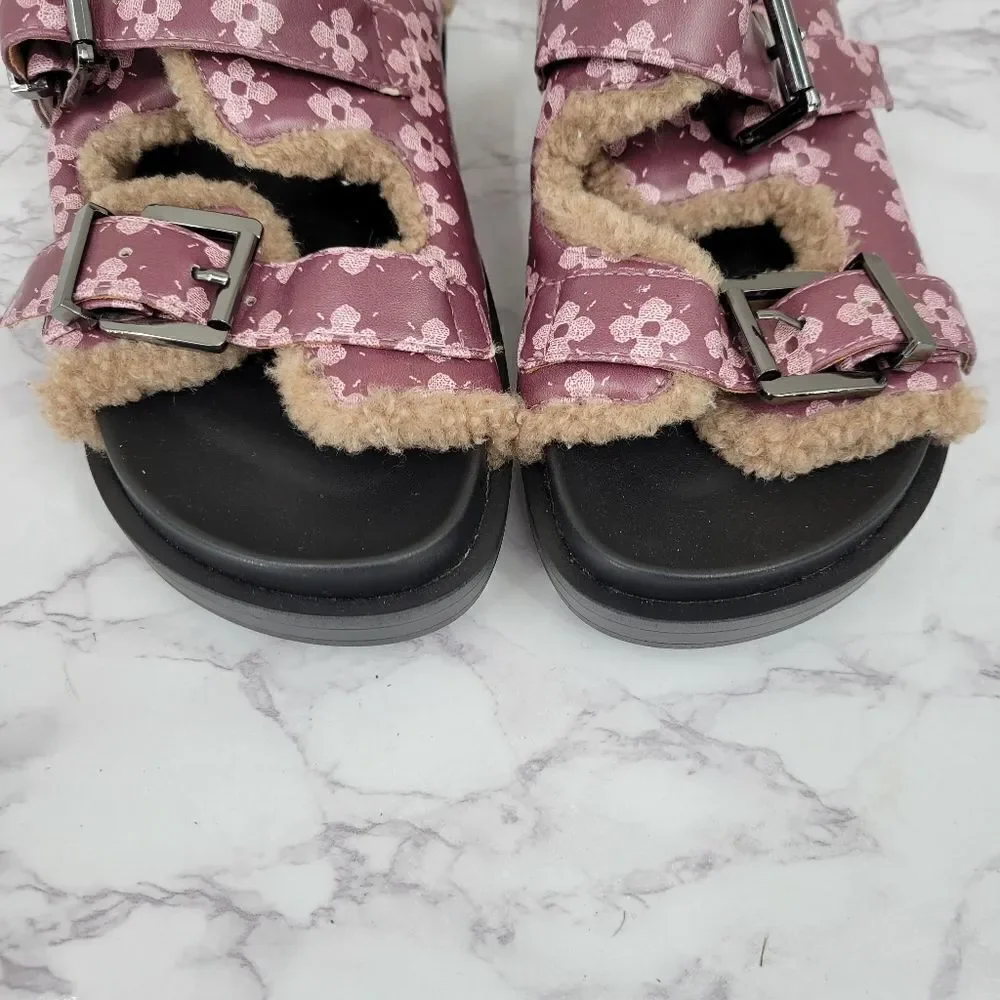 AEROSOLES X Laura Ashley La Olivia Faux Shearling Slide Purple Women's Size 7